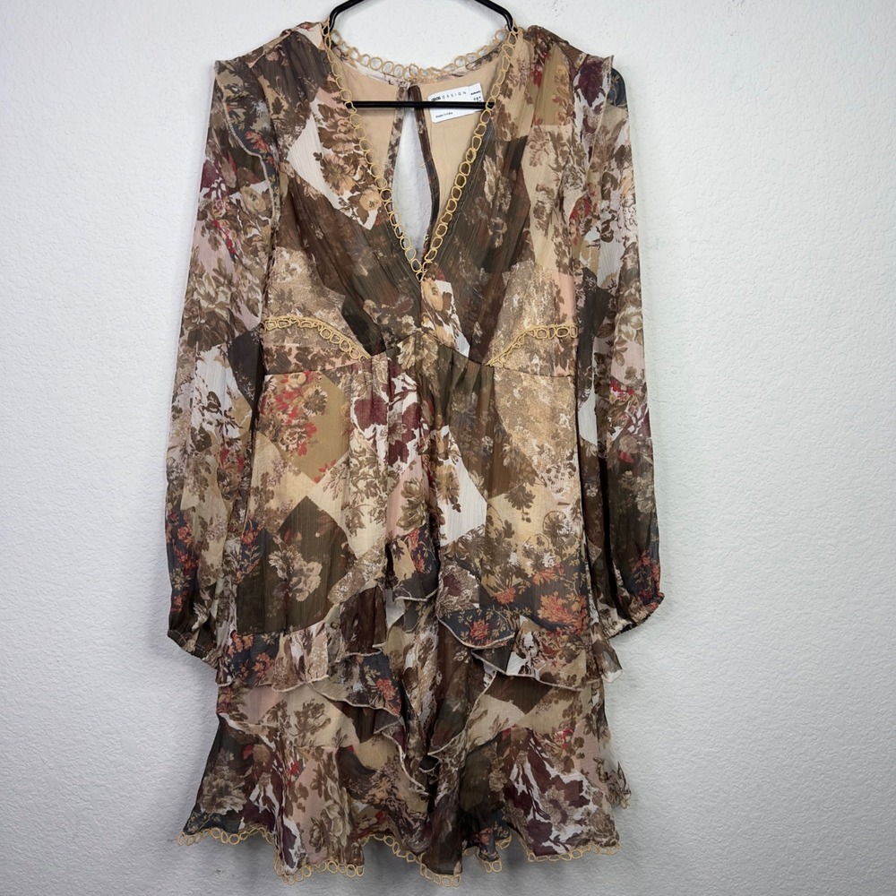 ASOS Design Maternity Dress Womens 6 Patchwork Floral Ruffle Tiered Fairy Boho